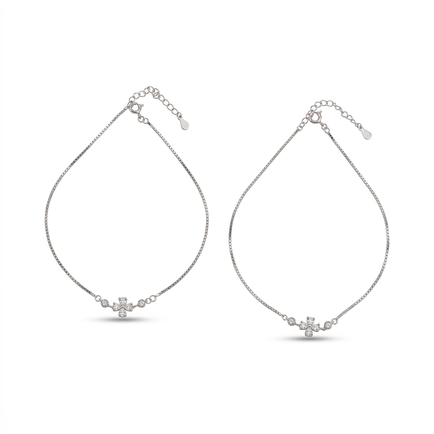 Silver Serene Flower Delight Anklet