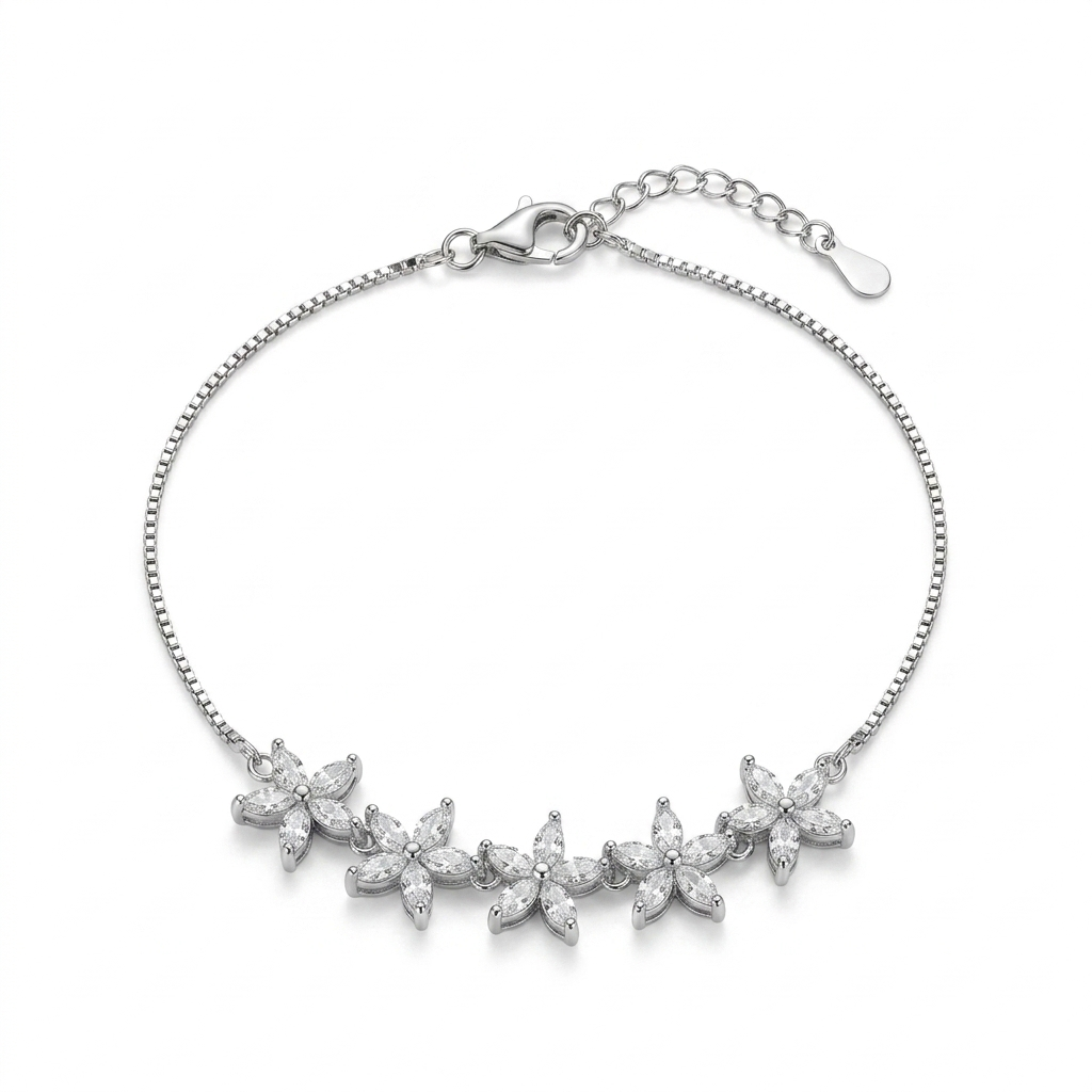 Silver Blooming Garden Beauty Anklet