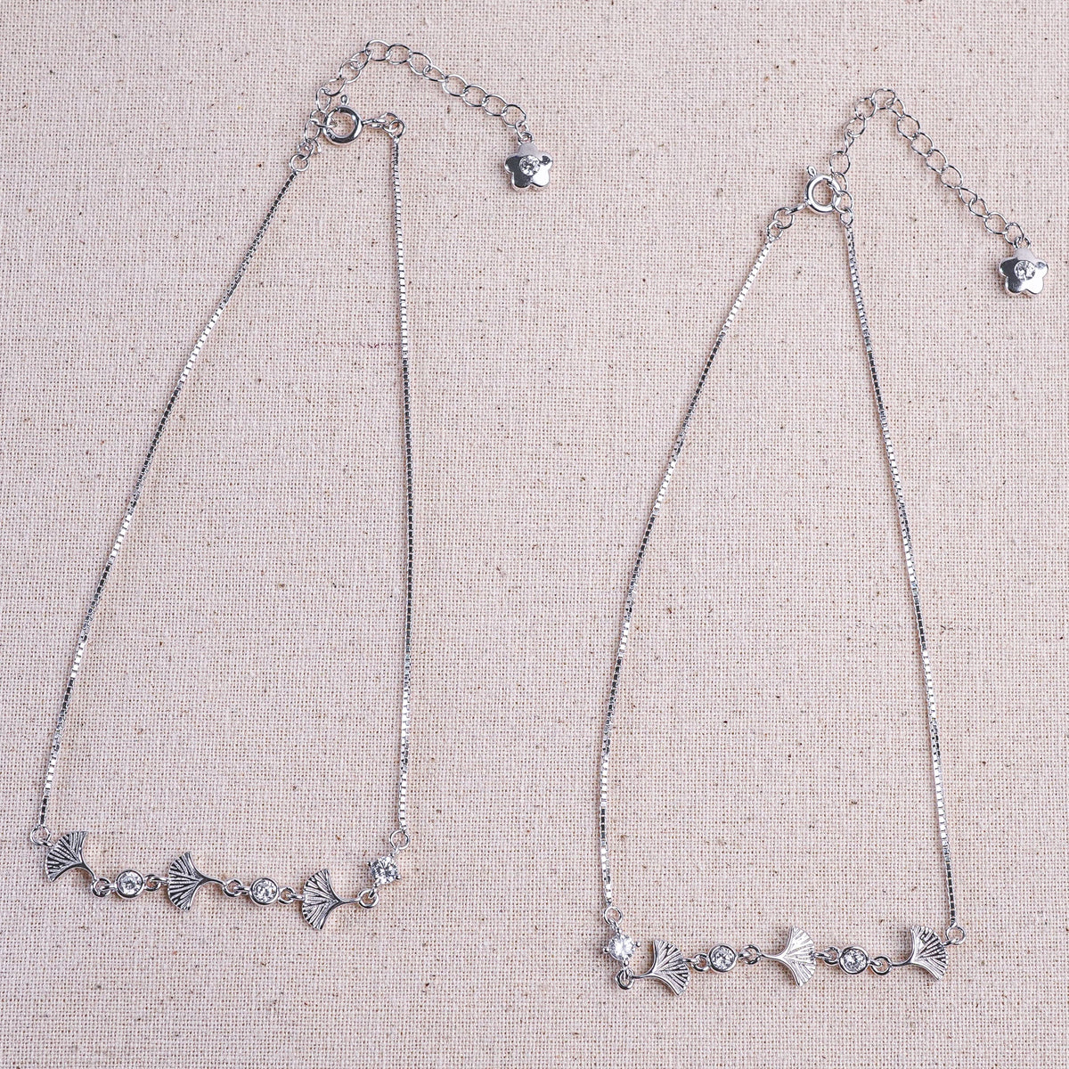 925 Sterling Silver Timeless Ginkgo Leaf Anklet