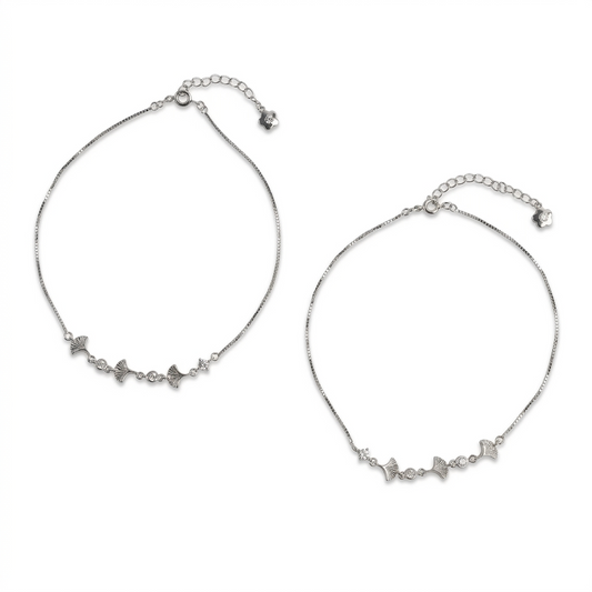 Silver Timeless Ginkgo Leaf Anklet