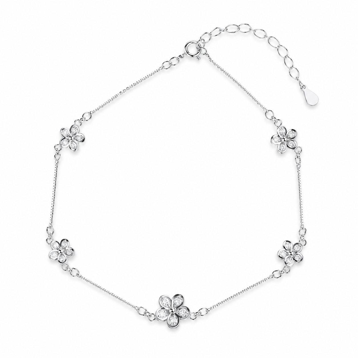 Silver Charming Petal Aura Anklet