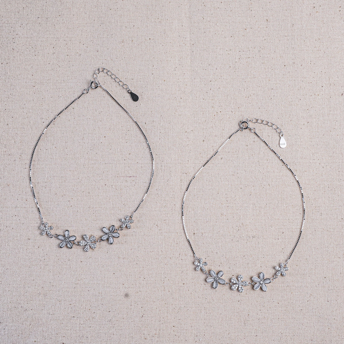 925 Sterling Silver Classic Petal Whisper Anklet