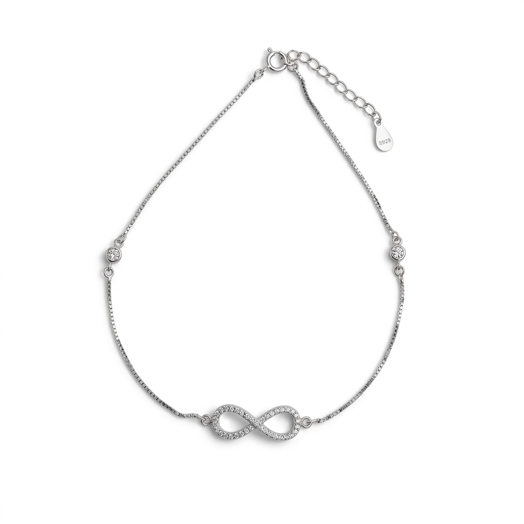 Silver Timeless Infinity Link Anklet