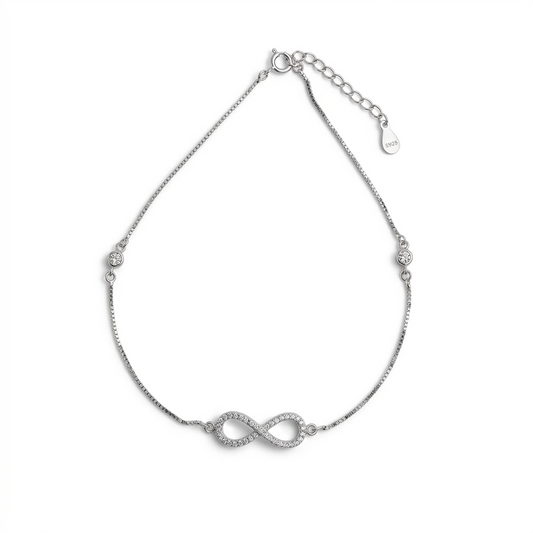 Silver Timeless Infinity Link Anklet