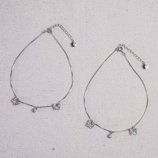 925 Sterling Silver Butterfly Whisper Anklet
