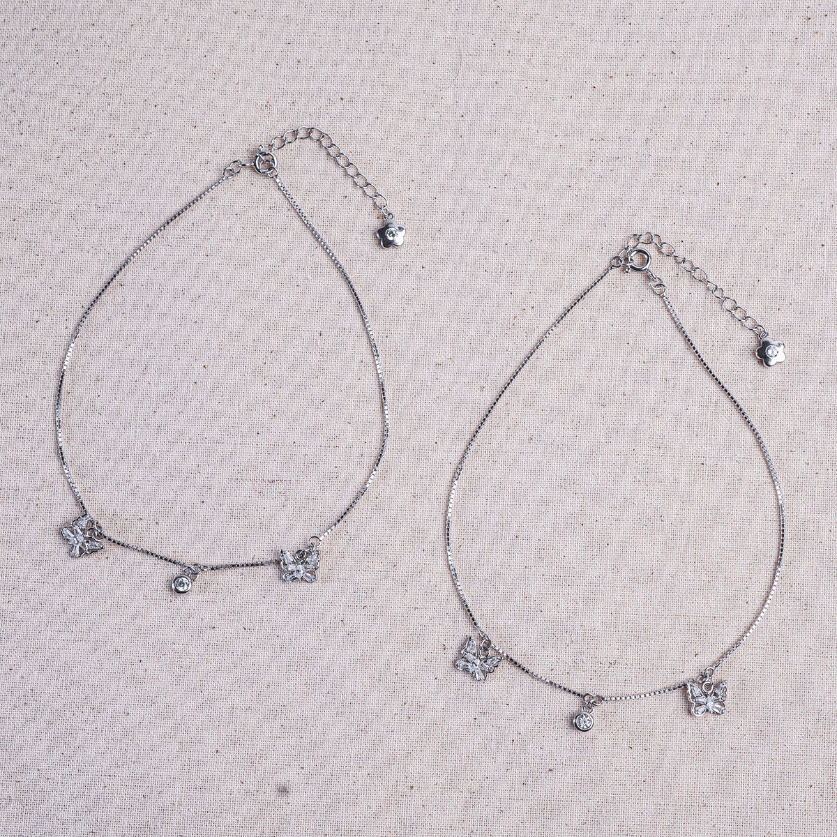 925 Sterling Silver Butterfly Whisper Anklet