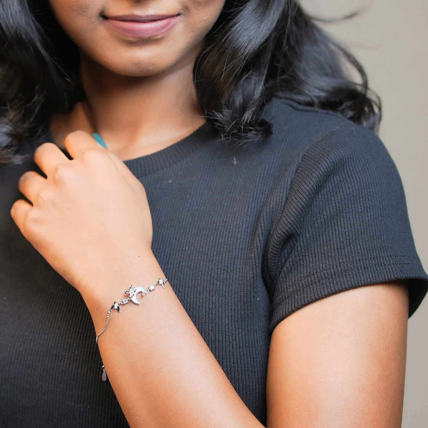 Silver Celestial Butterfly Moon Bracelet