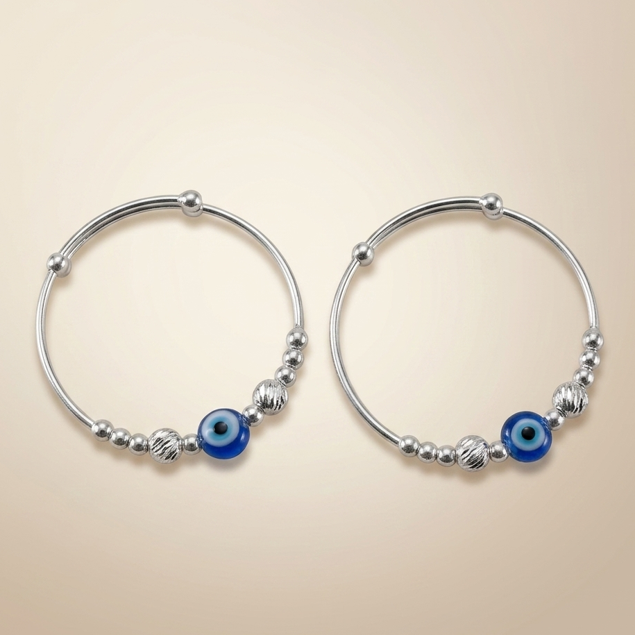 Silver Evil eye Baby Bangle Bracelet