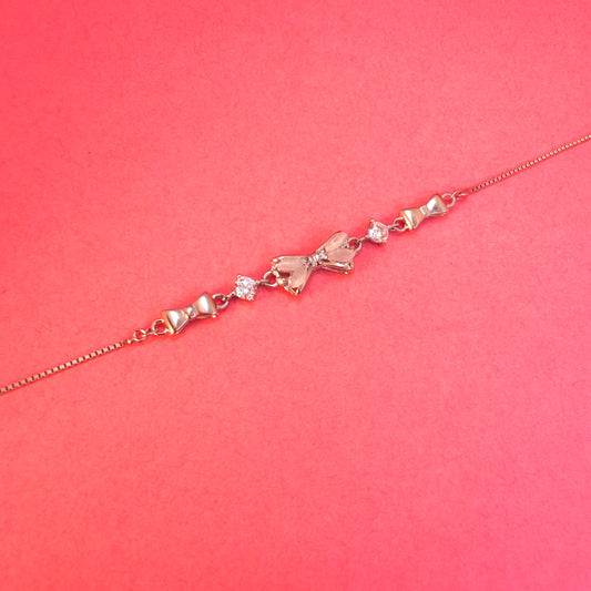 925 Sterling Silver Bow Aura Women Chain Bracelet