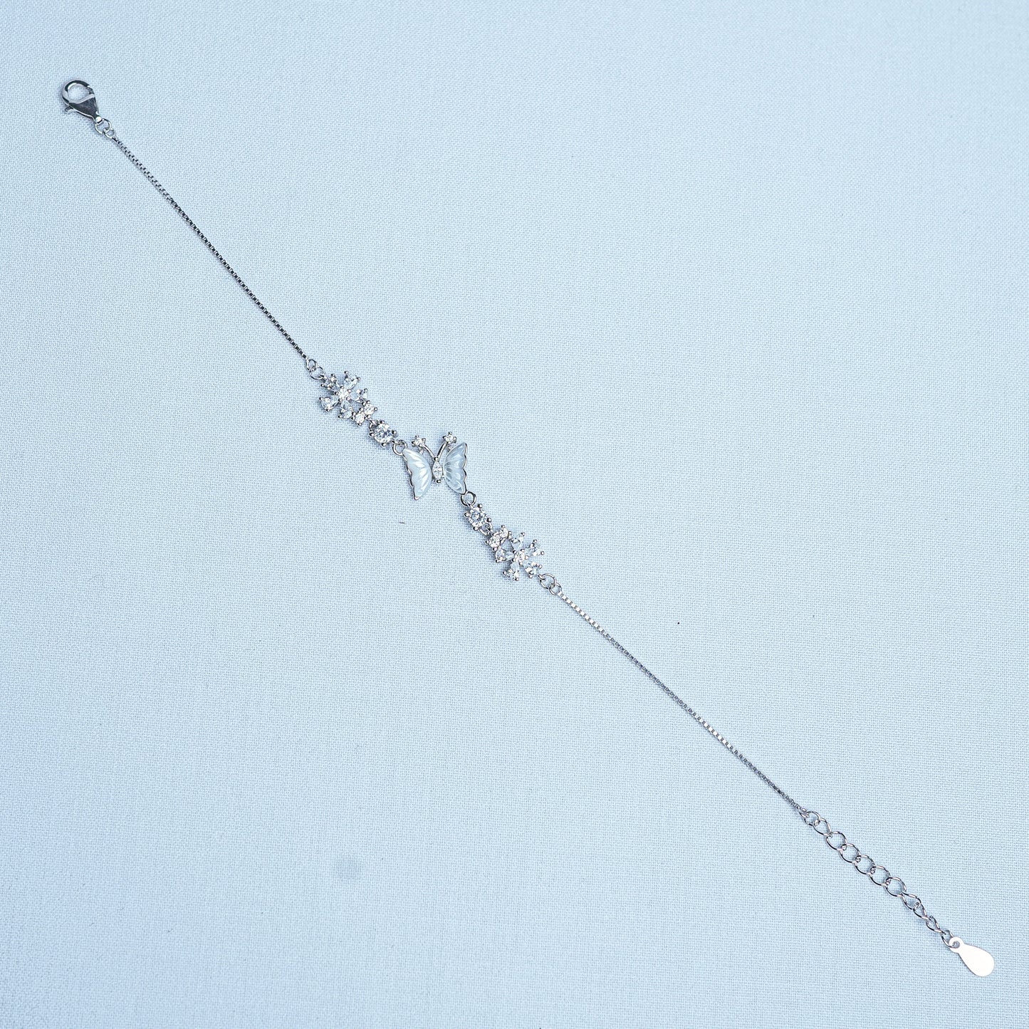 Silver Butterfly Petal Blooming Women Chain Bracelet