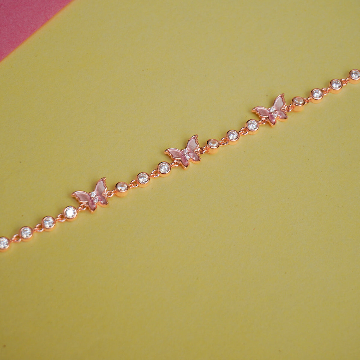 925 Sterling Silver Rosegold Butterfly Bracelet