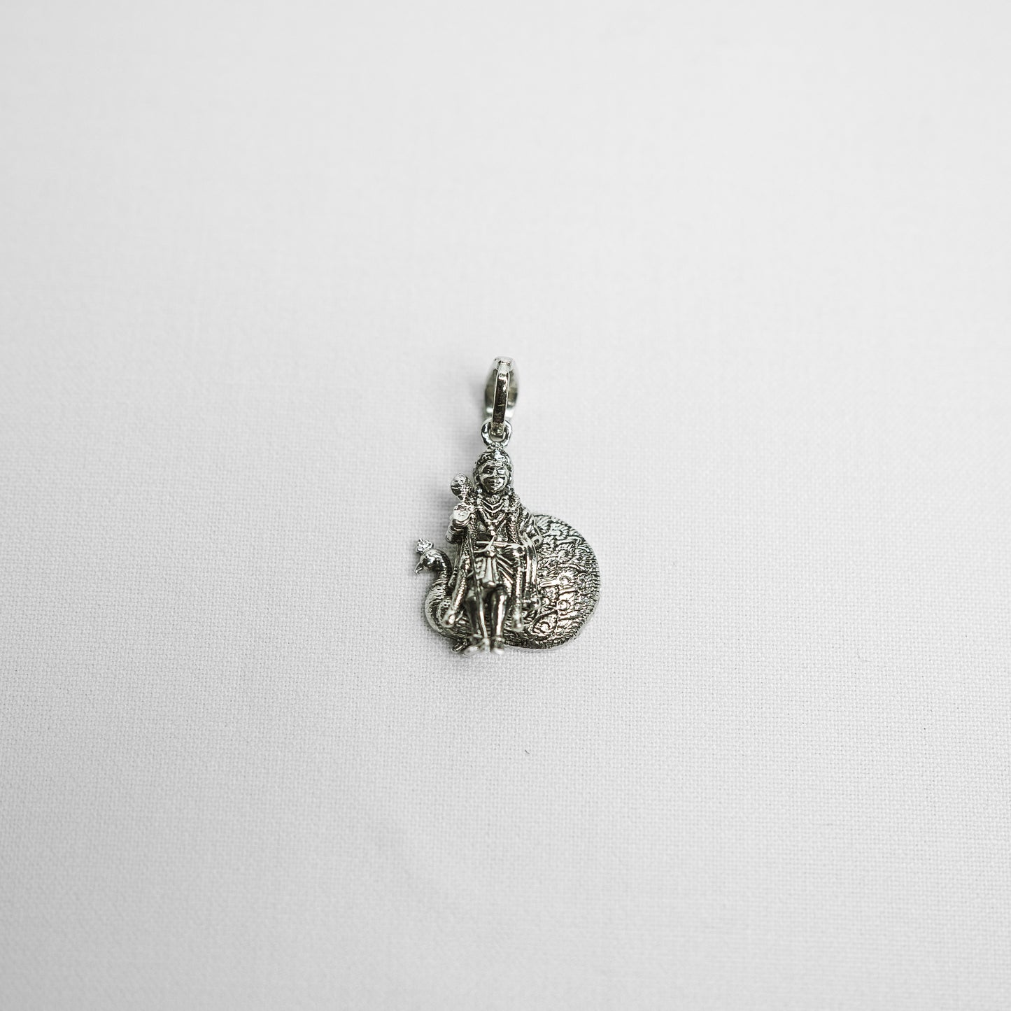 Silver Designer Peacock Murugan Pendant (Without Chain)