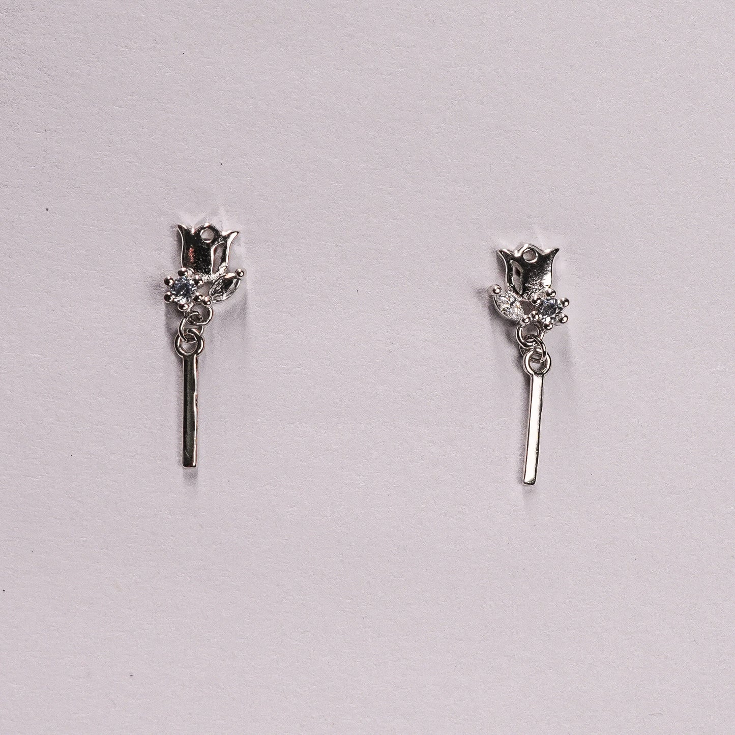925 Sterling Silver Spring Tulip Drop Earrings