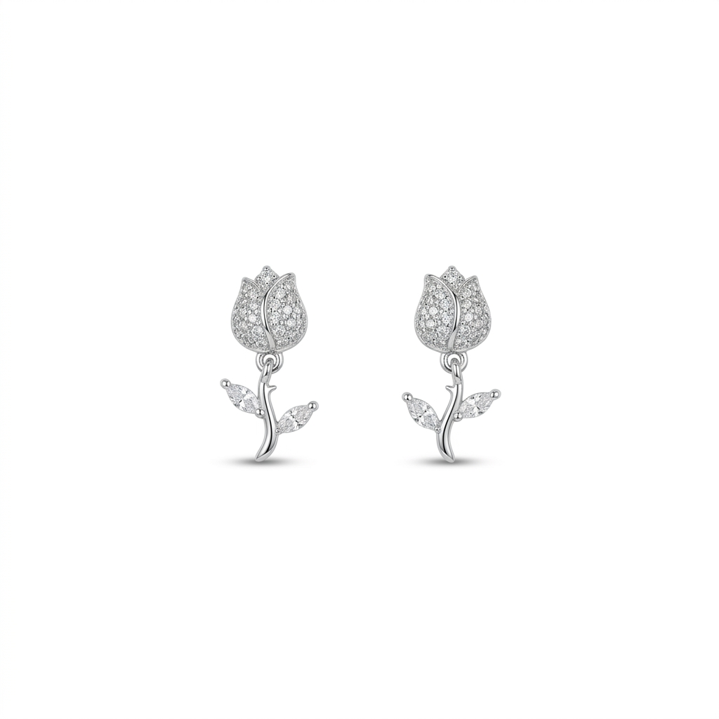 Silver Pure Tulip Drop Earrings