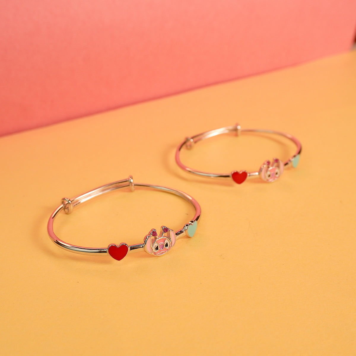 925 Sterling Silver Piglet Heart Charm Bracelet