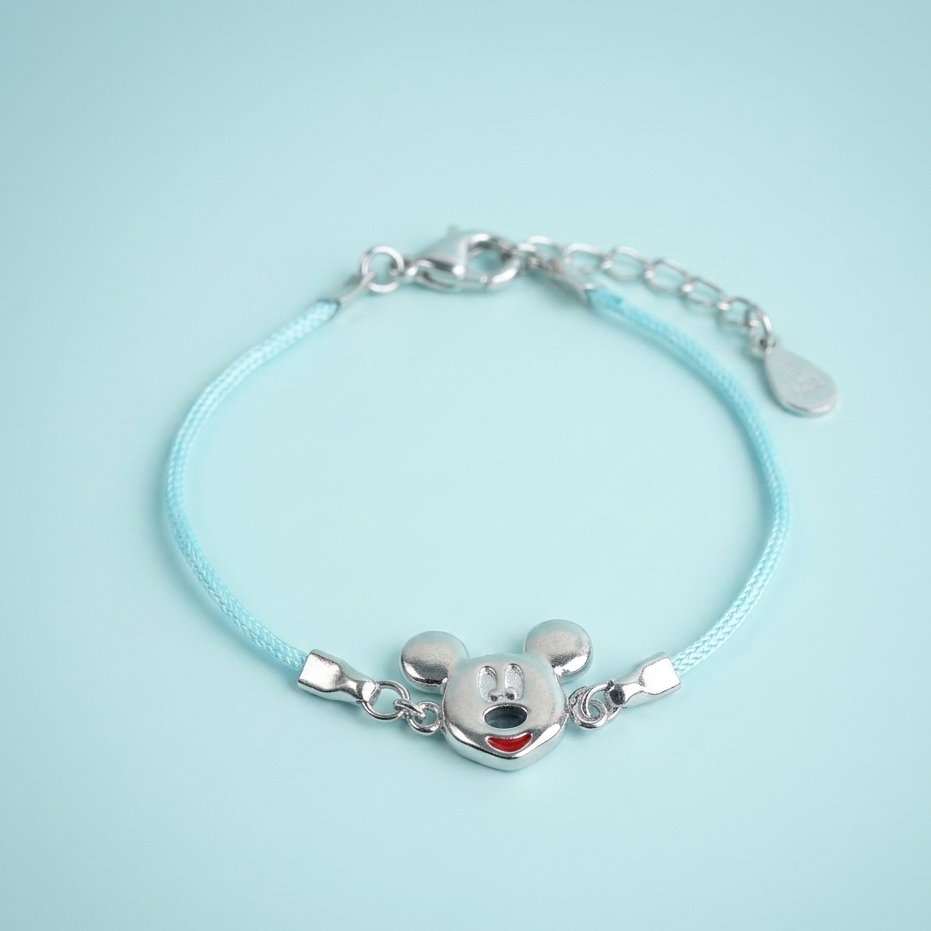 Silver Mickey Charm Kids Bracelet