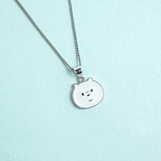 Silver Playful Panda Charm Kids Chain