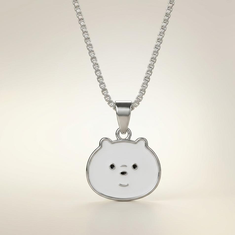 Silver Playful Panda Charm Kids Chain
