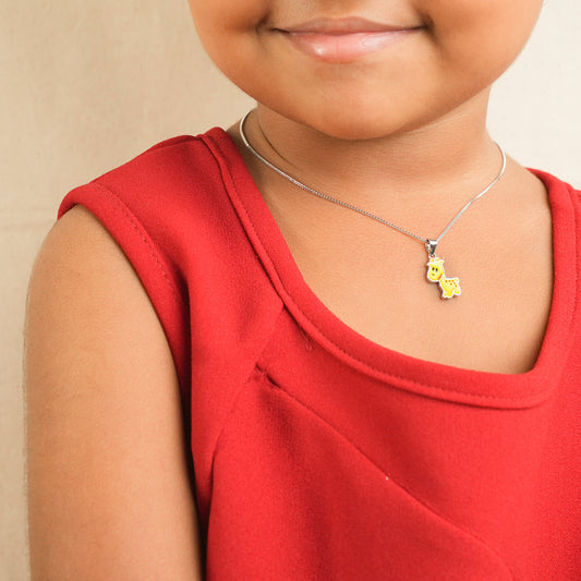 Silver Happy Giraffe Charm Kids chain