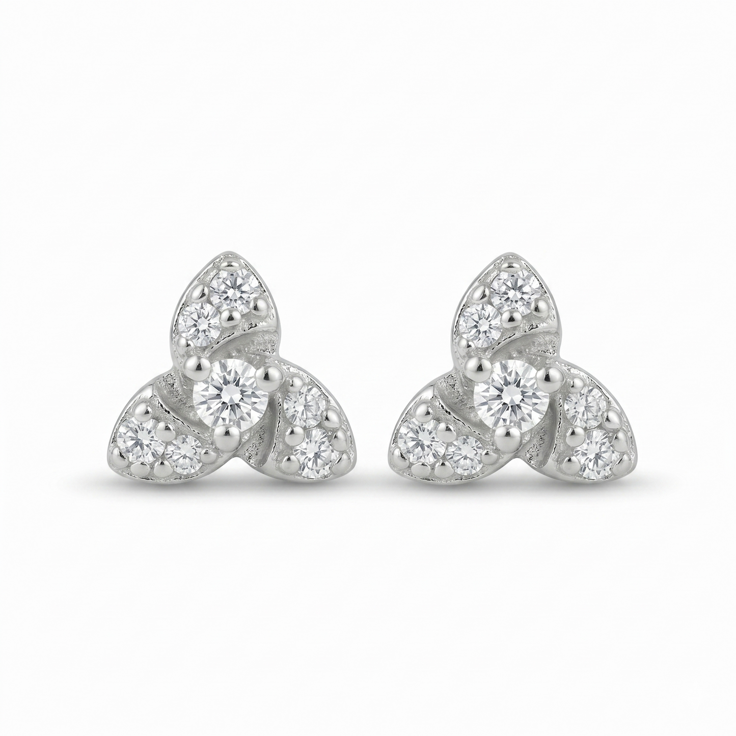 Silver Trinity White Mini Studs Earring