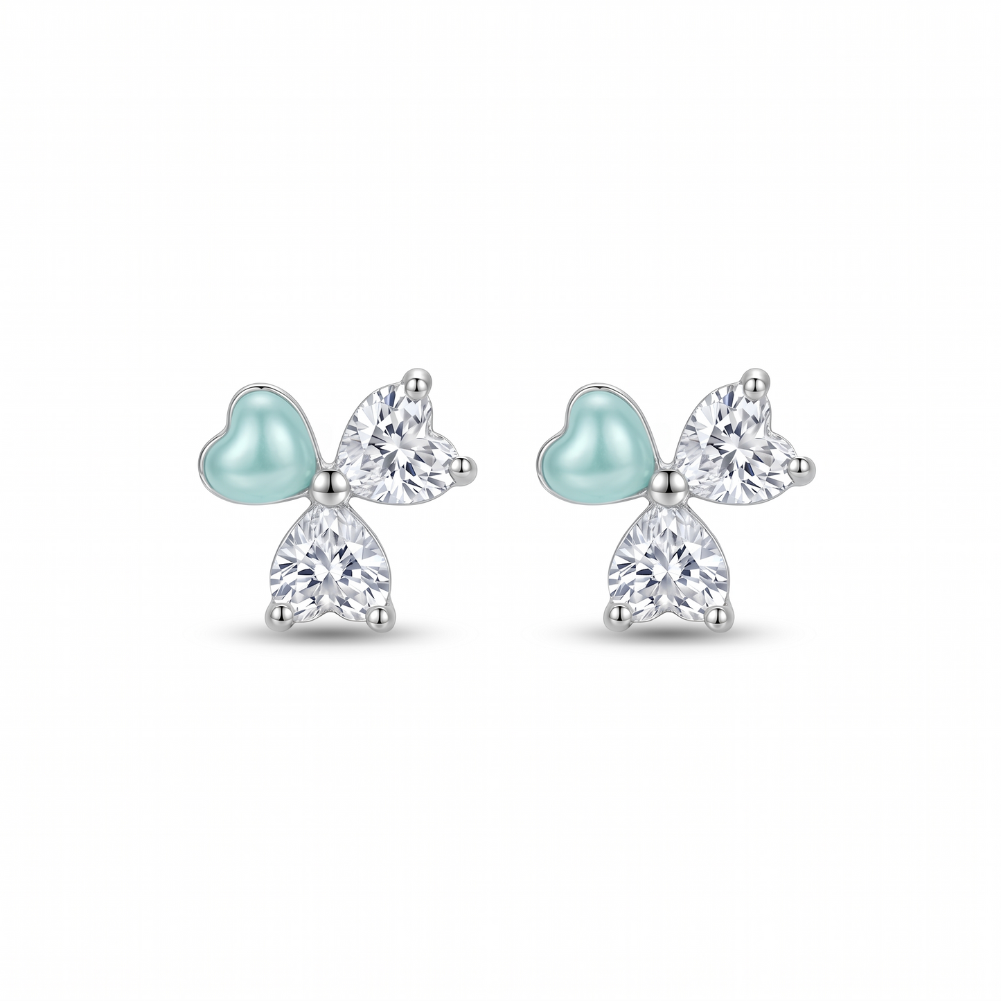 Silver Trinity Blue Mini Studs Earring