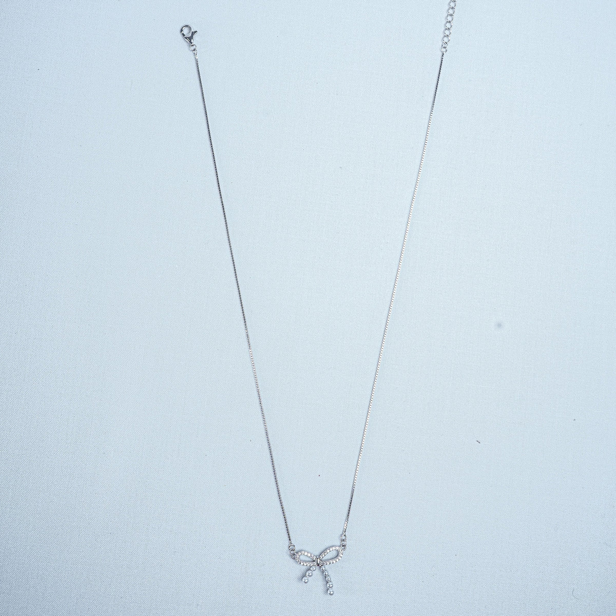 925 Sterling Silver Luxe Bow Pearl Women Pendant Chain