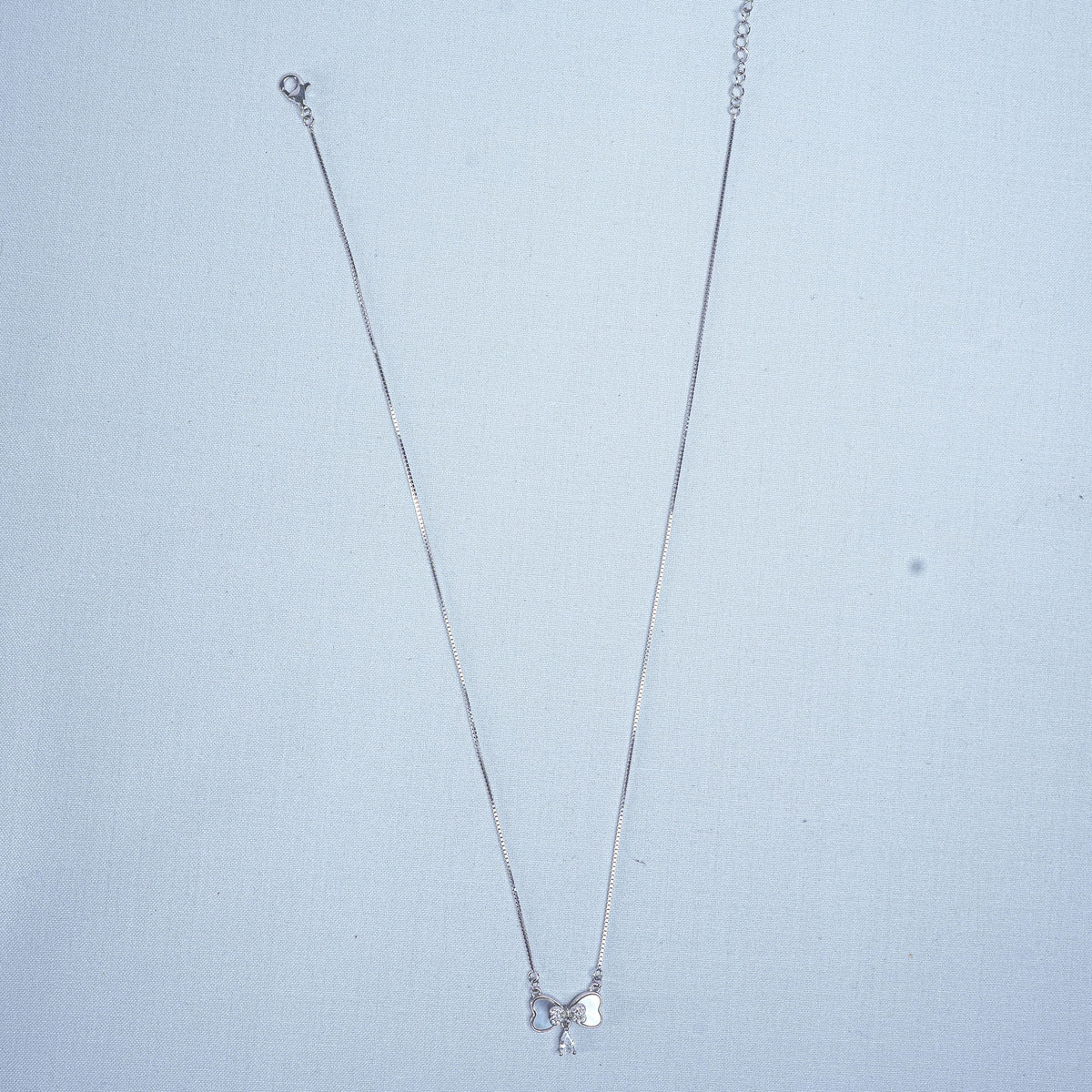 925 Sterling Silver Beloved Heart Bow Women Pendant Chain