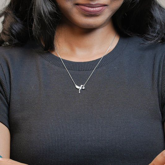 925 Sterling Silver Luxe Humming Bird Women Pendant Chain