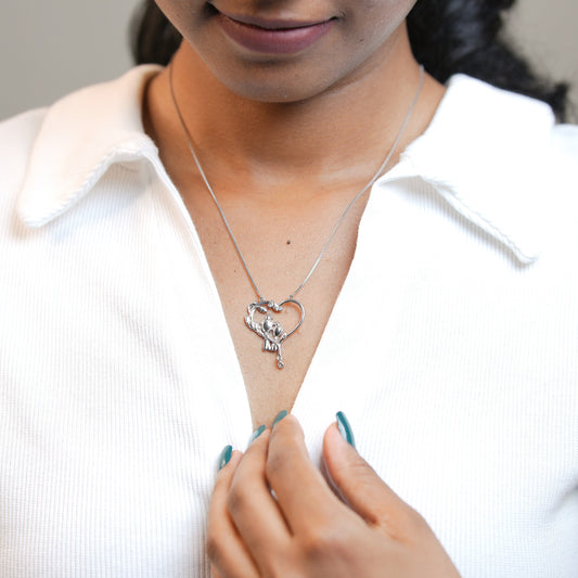 925 Sterling Silver Lovebirds Heart Women Pendant Chain| Romantic Silver Necklace