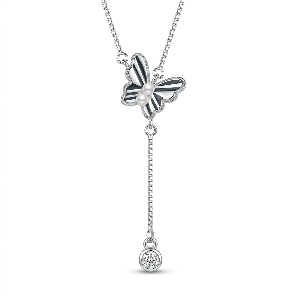 Silver Butterfly Treasure Pendant Chain