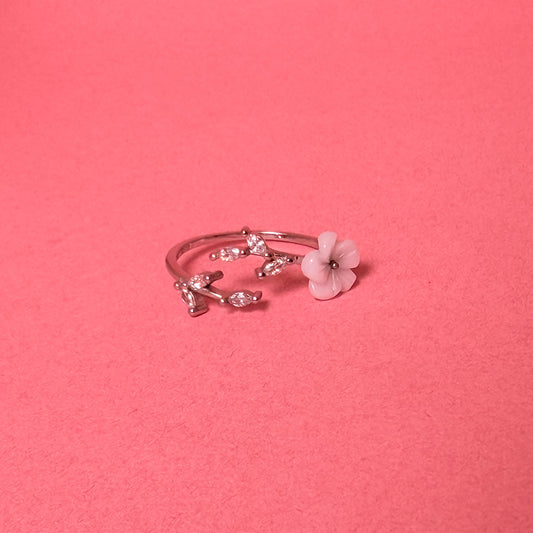 925 Sterling Silver White Petal Women Ring