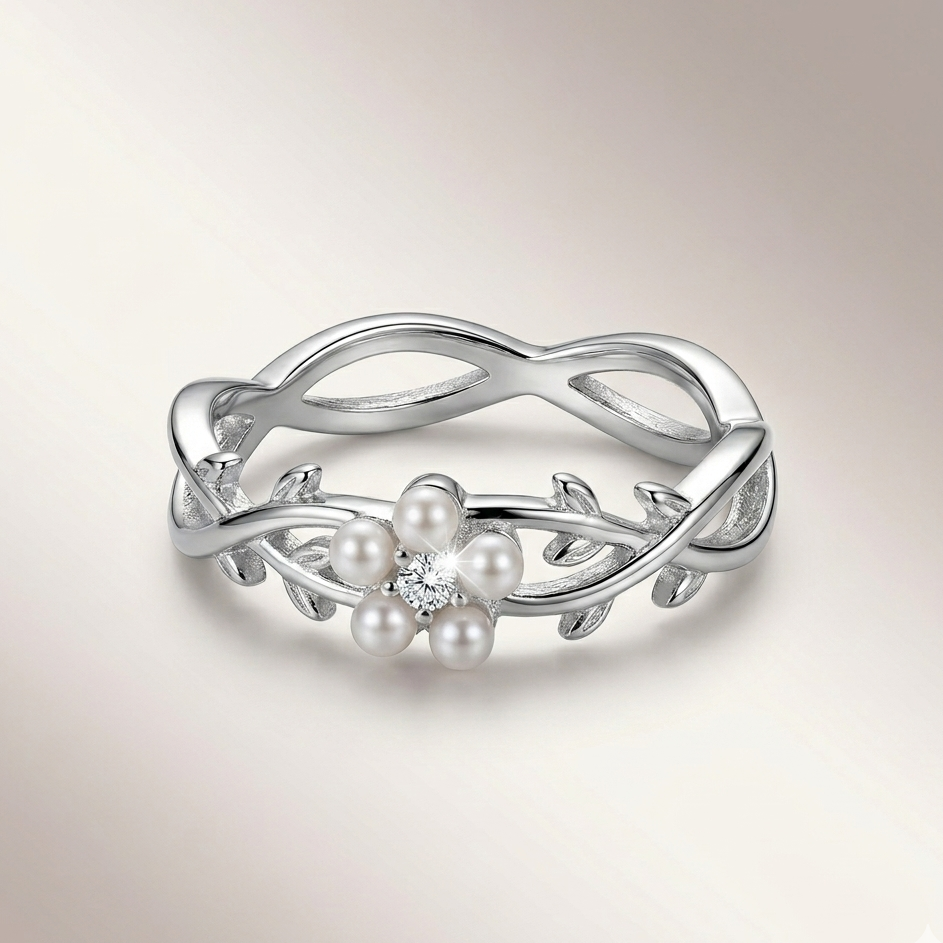 Silver Entwined Flower Ring