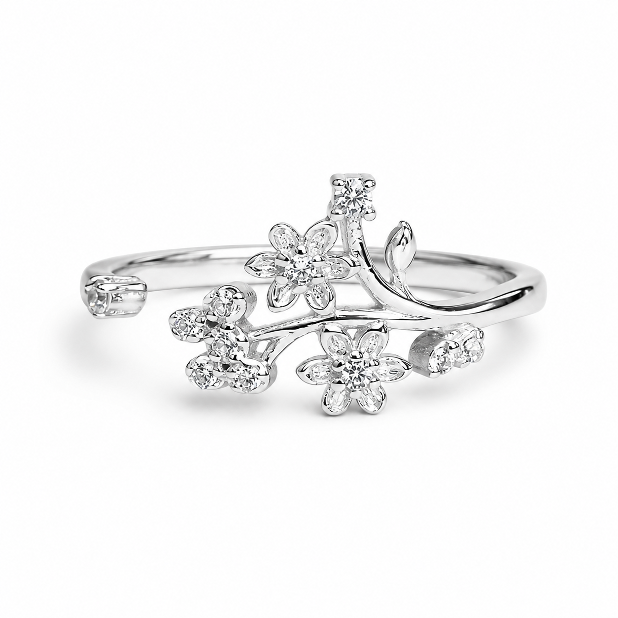 Silver Blooming Florals Ring