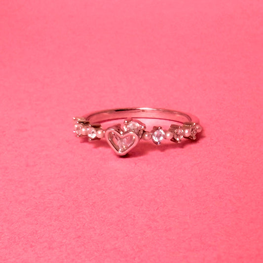 925 Sterling Silver Sweetheart Pearl Women Ring