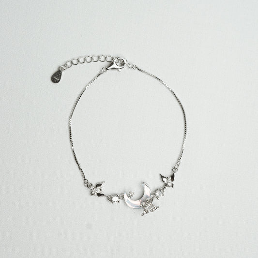 Silver Celestial Butterfly Moon Bracelet