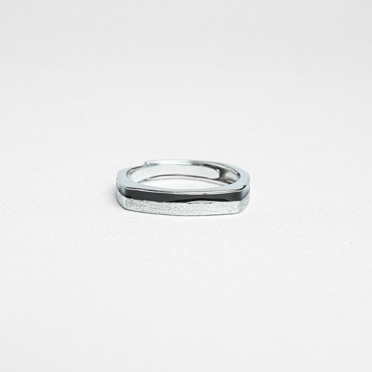 Silver Geometric Square Edge Ring