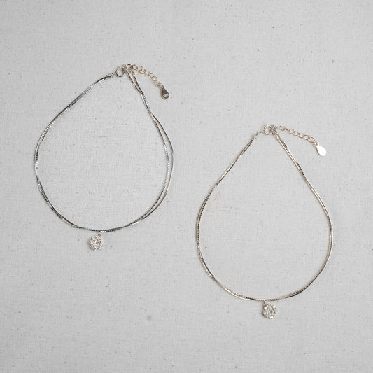 Silver Starlight Crystal Charm Anklet