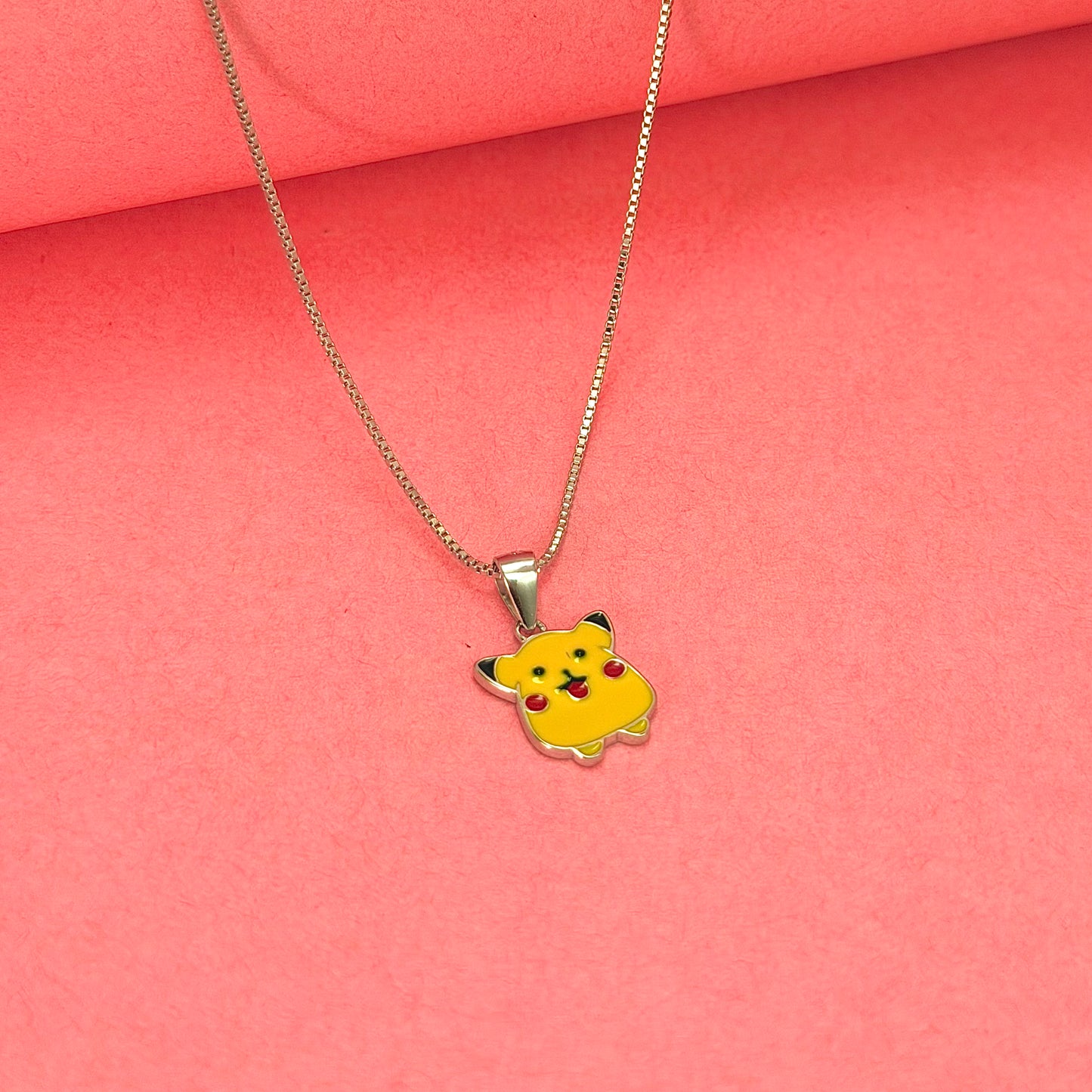 925 Sterling Silver Pikachu Glow Charm Kids Chain