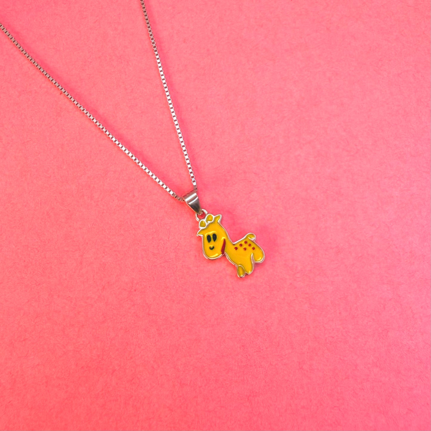 925 Sterling Silver Happy Giraffe Charm Kids chain