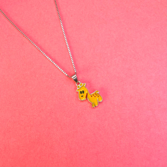 925 Sterling Silver Happy Giraffe Charm Kids chain