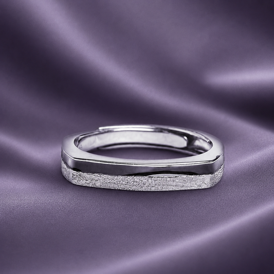 Silver Geometric Square Edge Ring