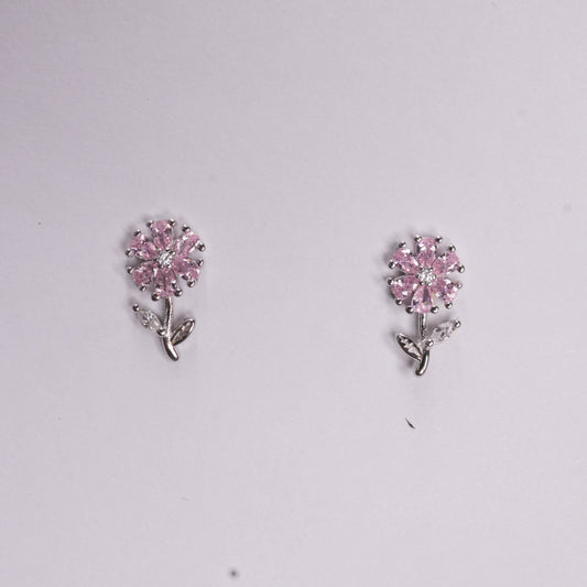 Pink Crystal Leaf Drop Earrings