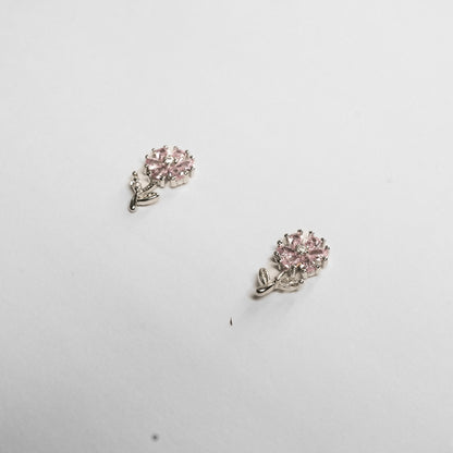 Pink Crystal Leaf Drop Earrings