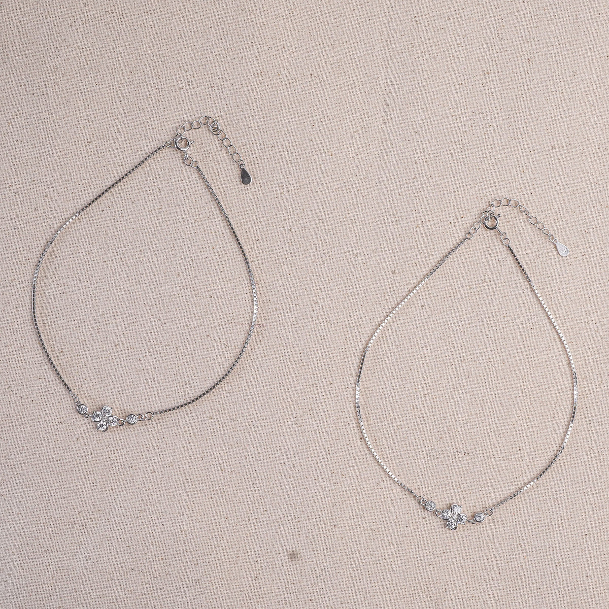 925 Sterling Silver Serene Flower Delight Anklet
