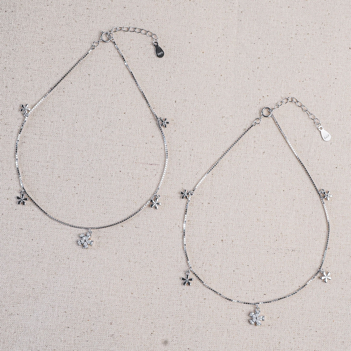 925 Sterling Silver Charming Petal Whisper Anklet
