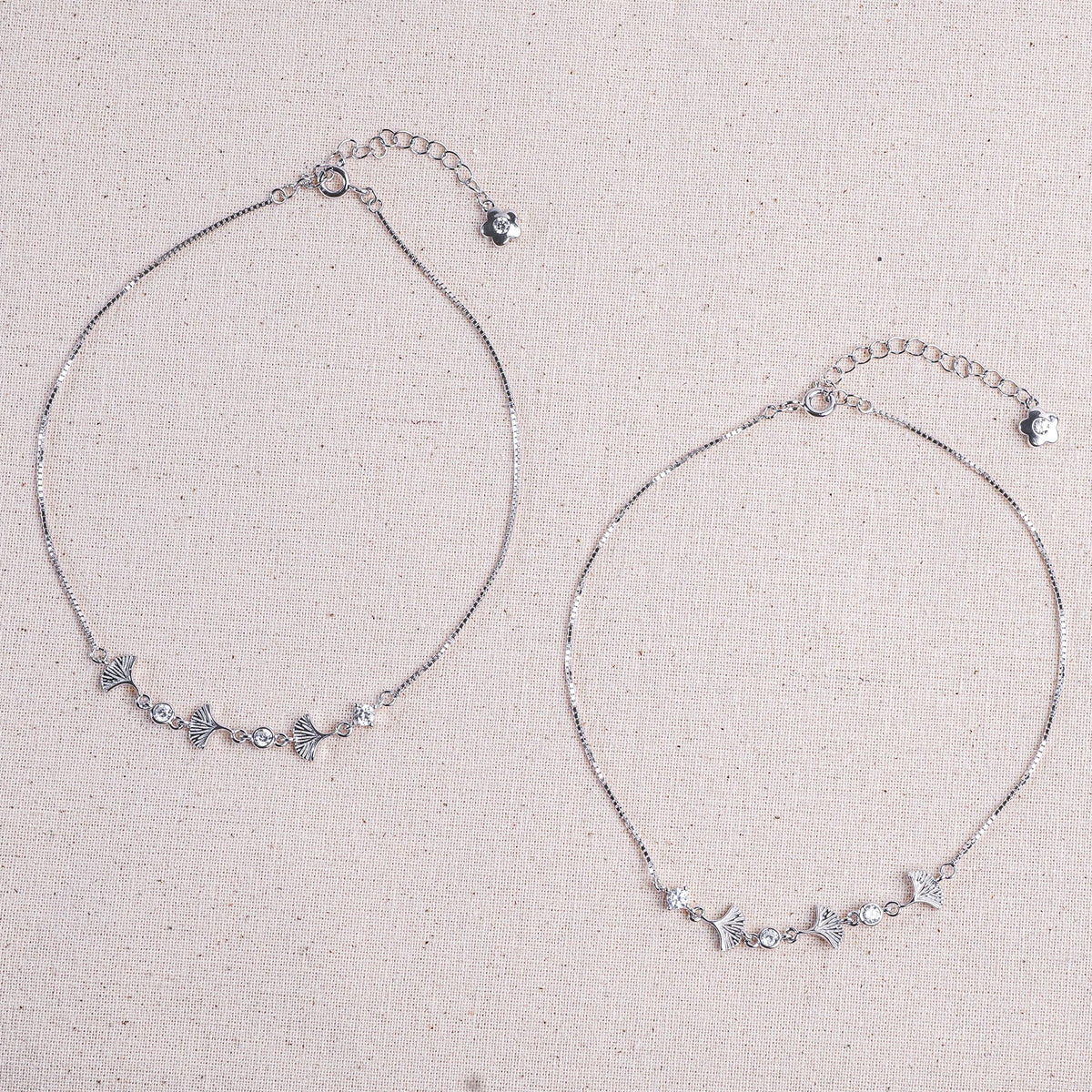 925 Sterling Silver Timeless Ginkgo Leaf Anklet