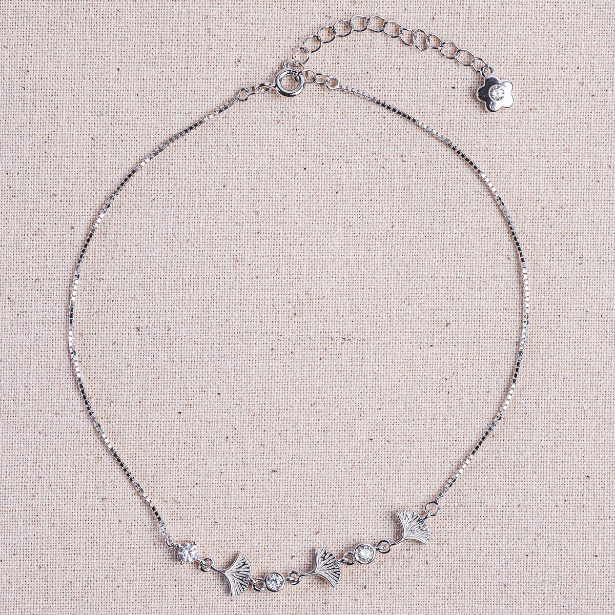 925 Sterling Silver Timeless Ginkgo Leaf Anklet