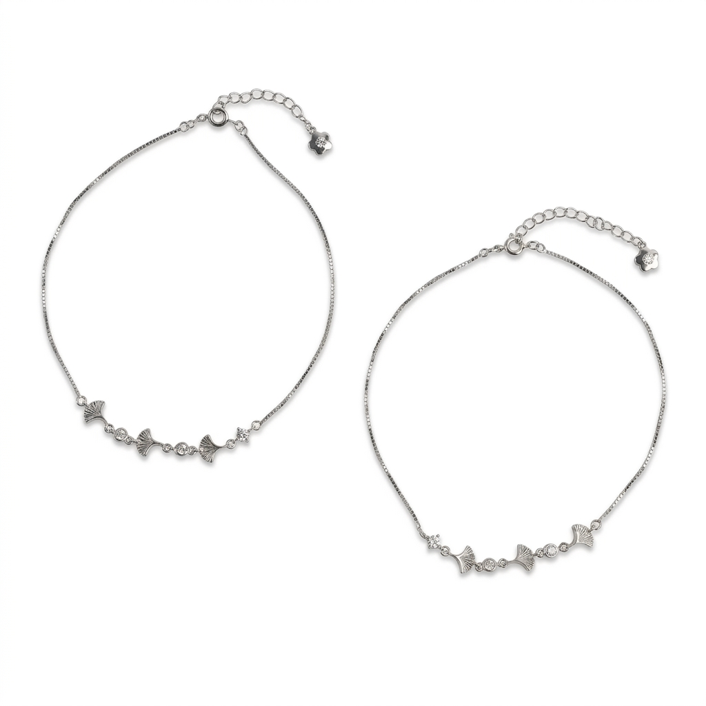Silver Timeless Ginkgo Leaf Anklet