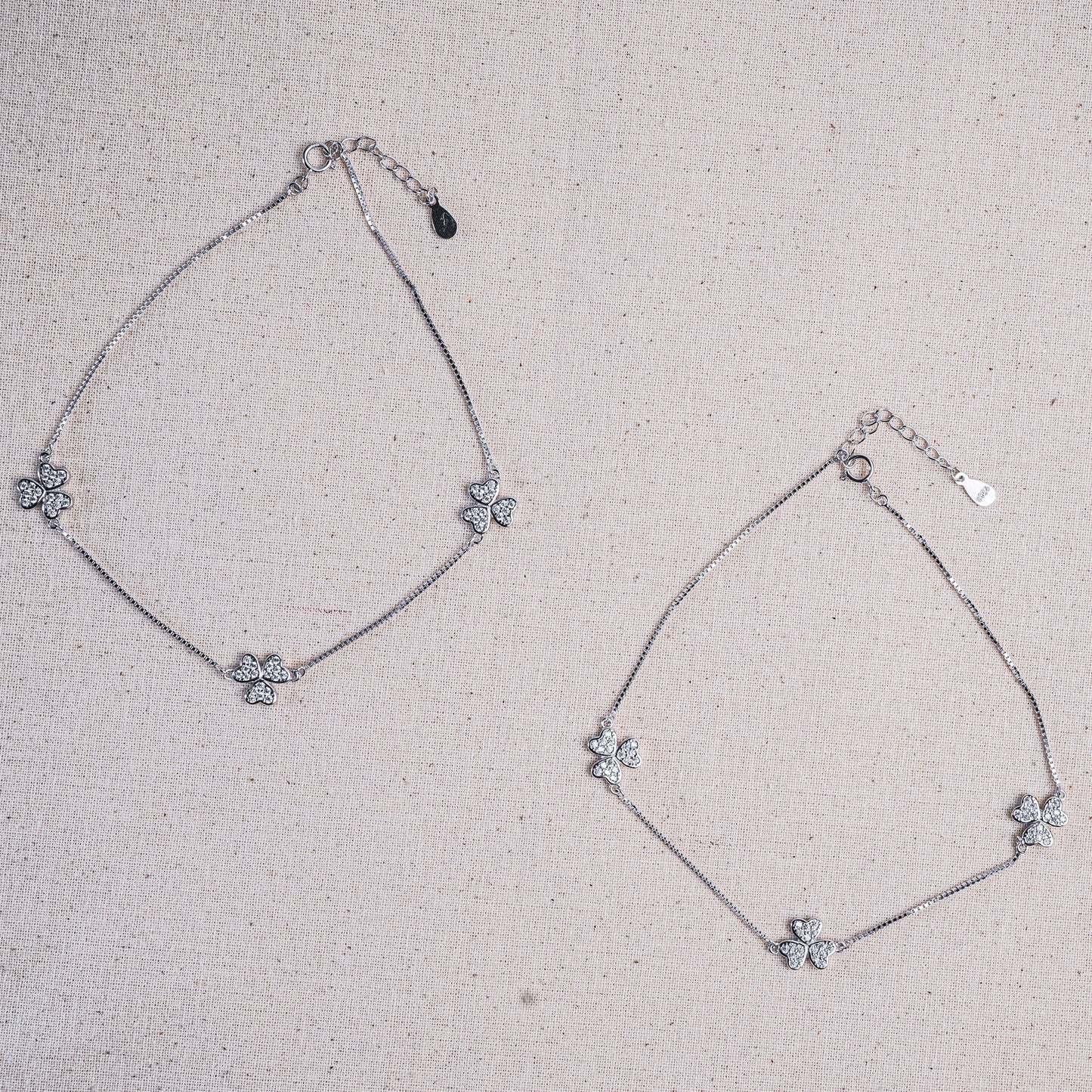 Silver Dreamy Heart Bloom Anklet