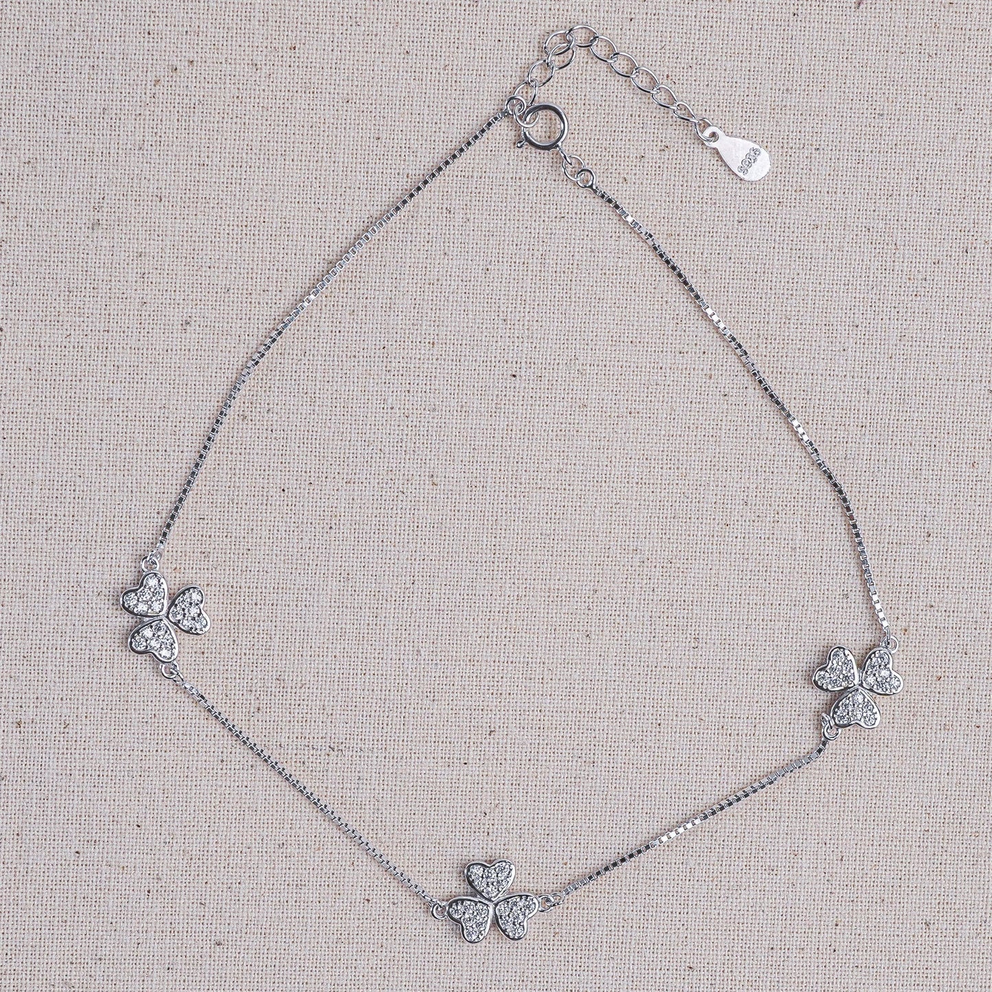 Silver Dreamy Heart Bloom Anklet